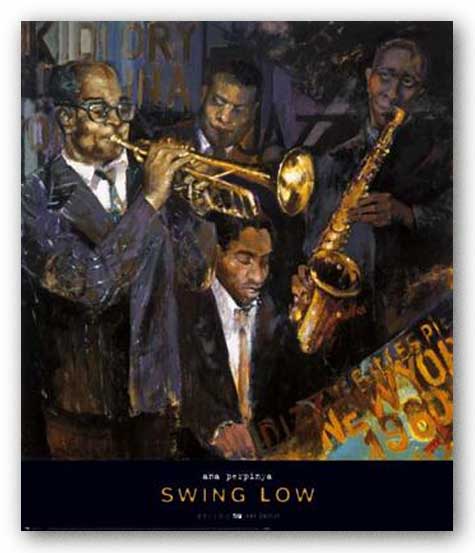 Ana Perpinya.  Black female artist.  Black fine art. Famous Spanish art. Art from Spain. Jazz music art.  Posters and wall prints of african american art.