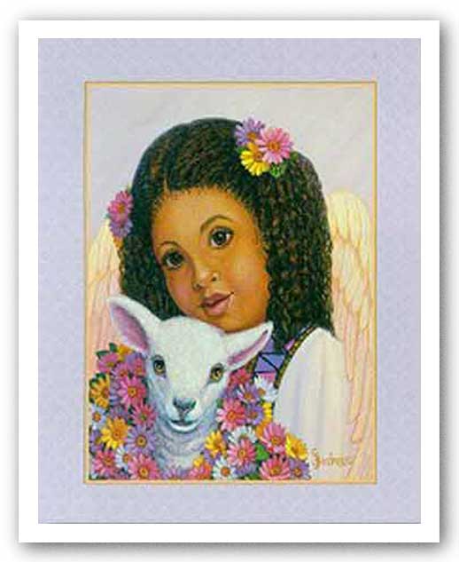 Girl Angel with Lamb