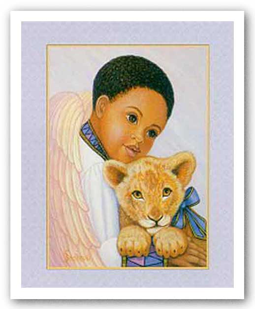 Boy Angel with Lion Cub